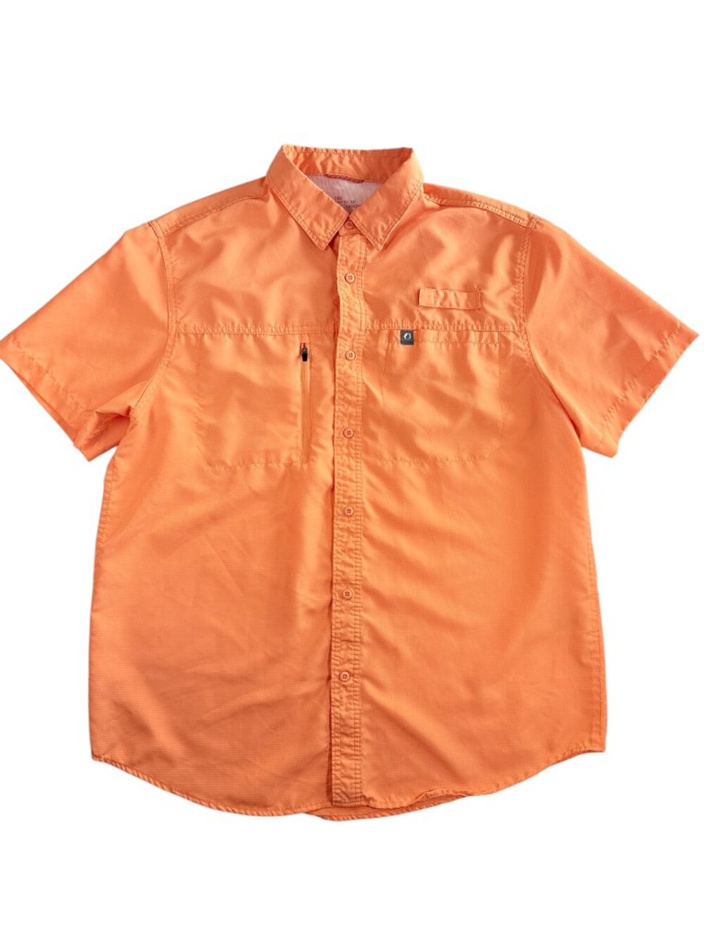 American Outdoorsman Orange Short Sleeve Gorpcore Fishing Hiking Shirt Mens L